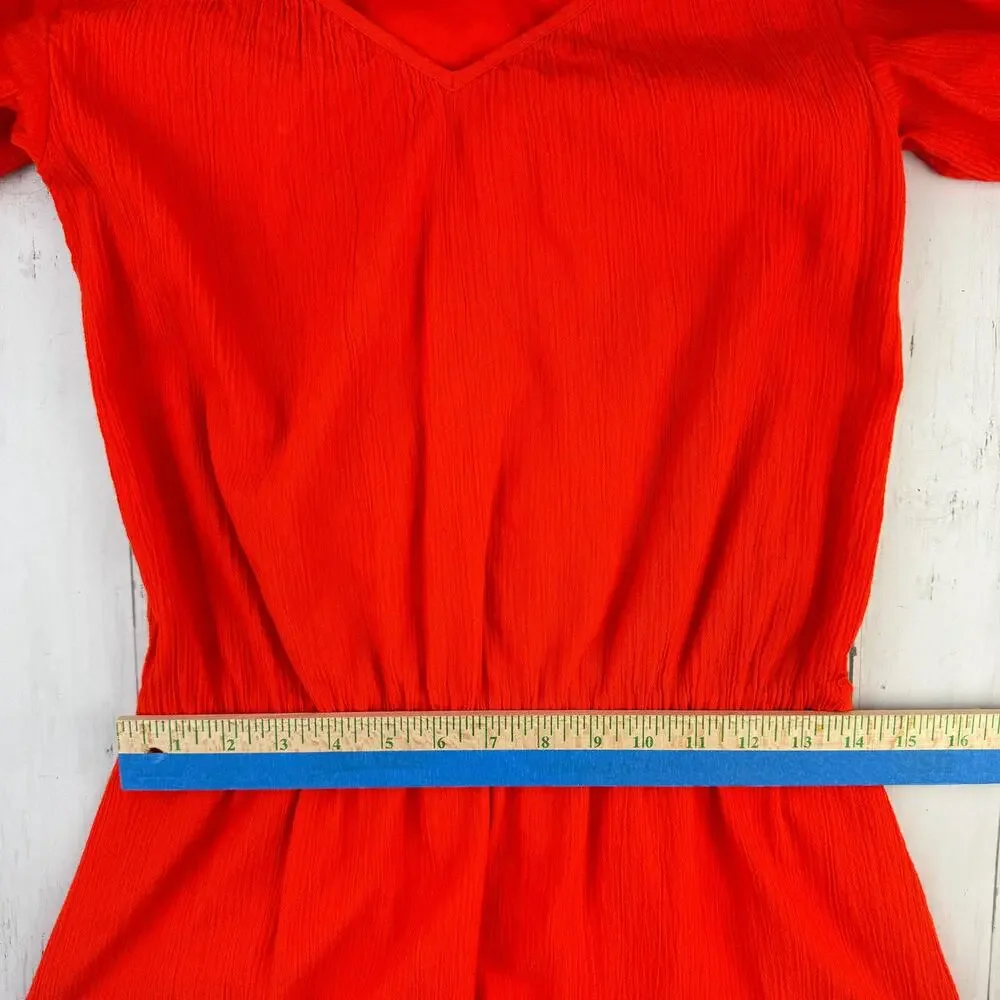 J.Crew Orange Cotton Short Cap-Sleeve Gauze V-Neck Dress Size XS